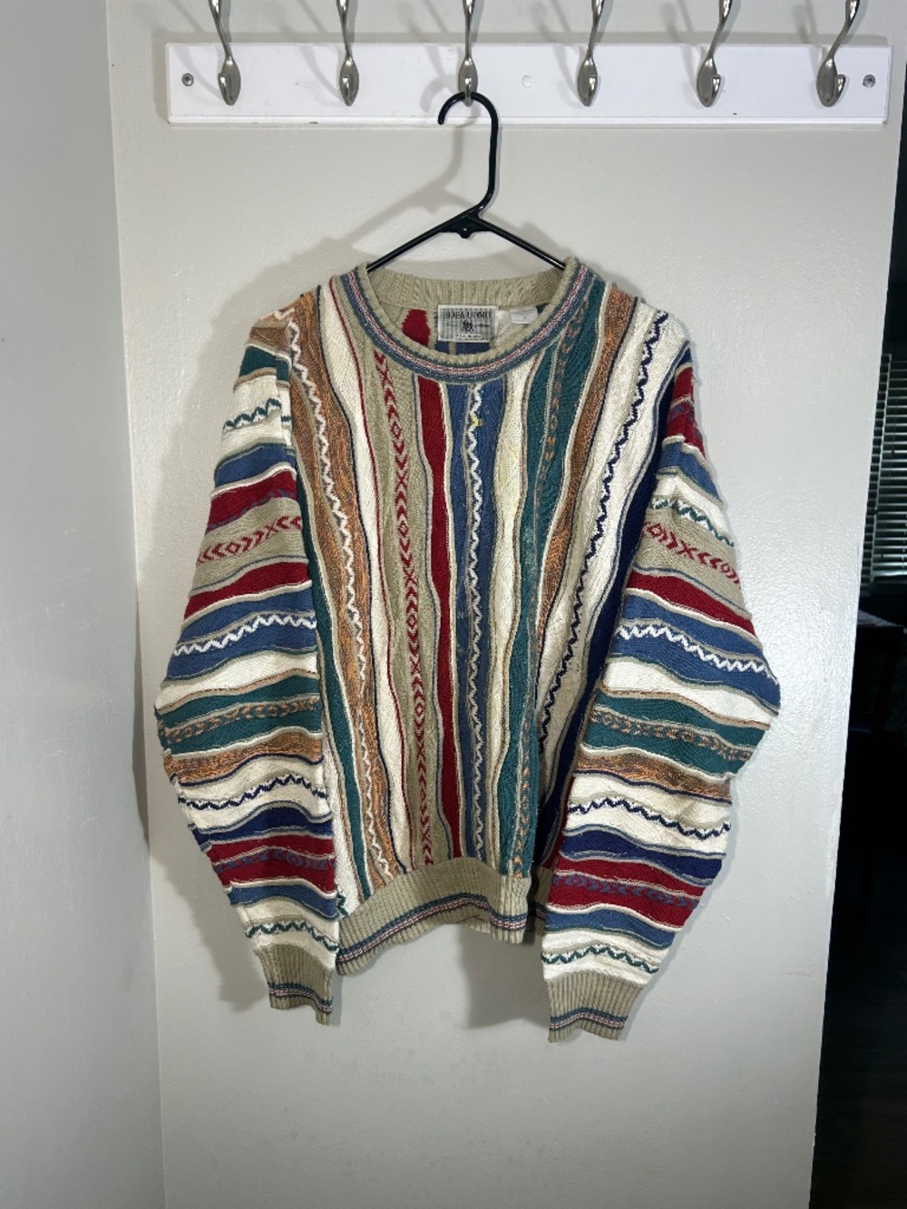 Vtg Idea Como 3D Coogi Style Sweater Crewneck Mens Size XL